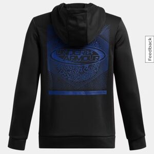 NWT Boys Under Armour - Fleece Club Glitch Hoodie - Black/Tech Blue (S)